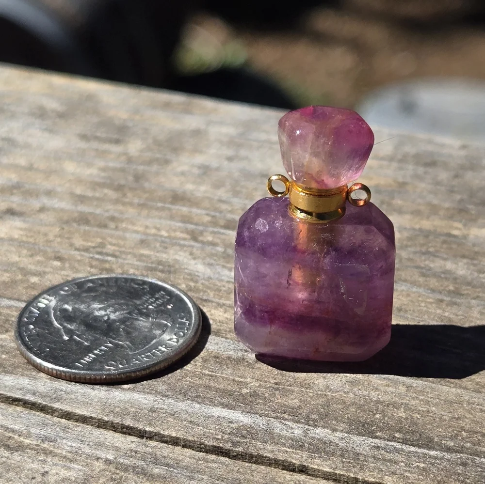 Amethyst Purple & Pink Crystal Bottle Essentisl Oil Aroma Therapy - Picture 2 of 4